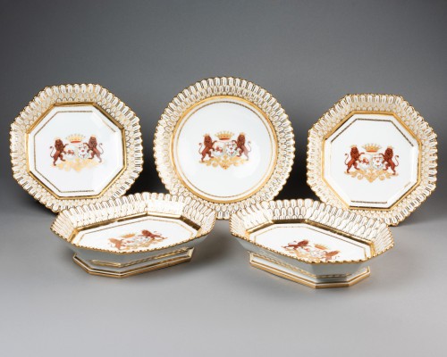 Set of Brussels porcelain dishes from the Henri Faber manufactory - Porcelain & Faience Style 
