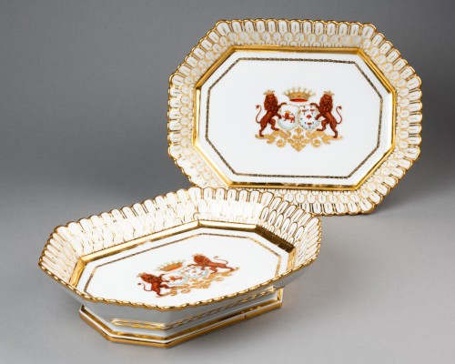 19th century - Set of Brussels porcelain dishes from the Henri Faber manufactory