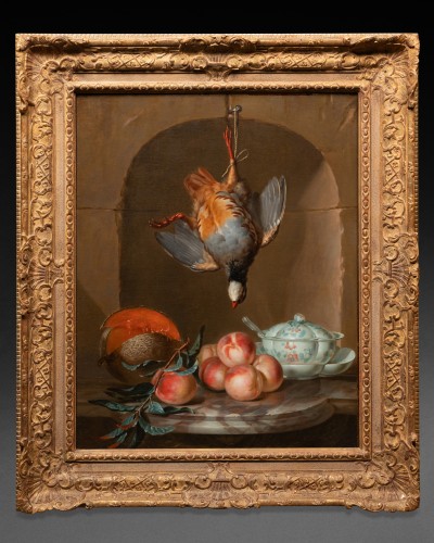 Nature morte à la perdrix rouge attribuée à Alexandre François Desportes (1661-1743) - Tableaux et dessins Style 