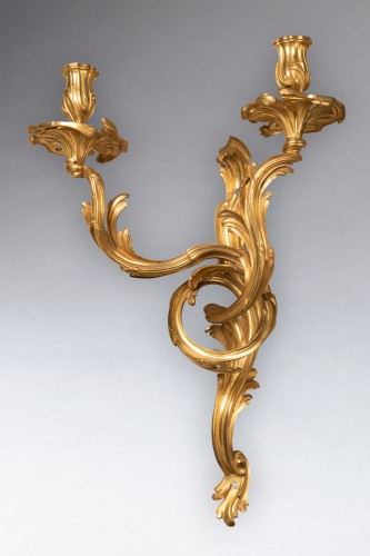 Paire d'appliques époque Louis XV milieu XVIIIe siècle - Luminaires Style Louis XV