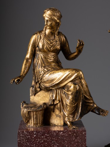 Paire de bronzes fin du XVIIIe siècle - Sculpture Style Louis XVI