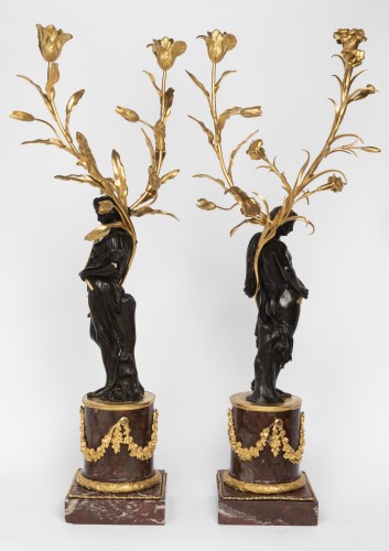 Antiquités - Big candelabras pair Louis XVI period late 18th century