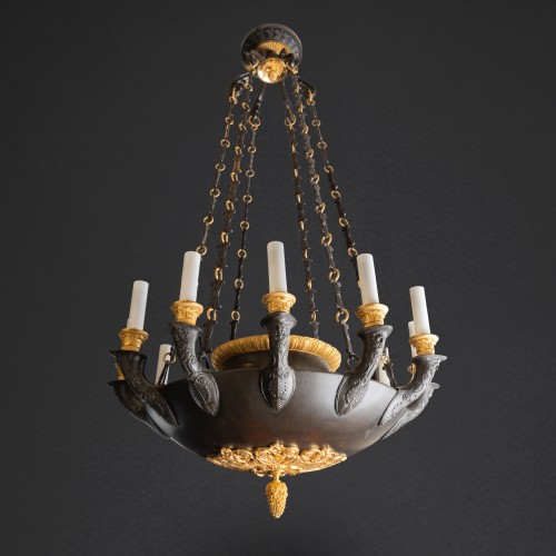 Bronze chandelier 12 lights Empire period circa 1800 - Lighting Style Empire