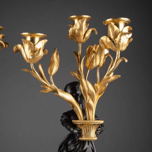 Paire de candélabres à trois lumières époque Louis XVI - Laurent Chalvignac