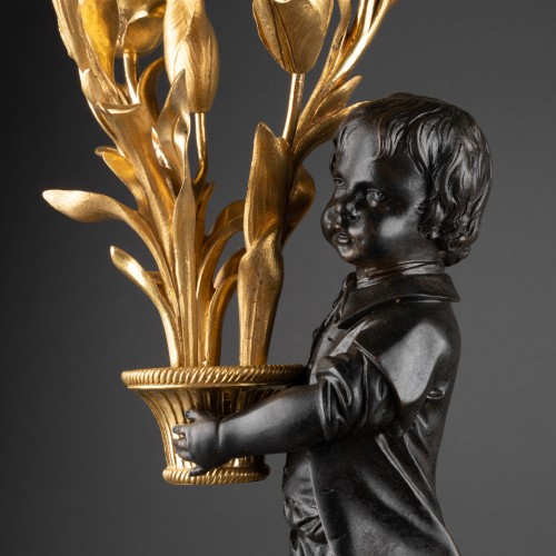 Paire de candélabres à trois lumières époque Louis XVI - Louis XVI