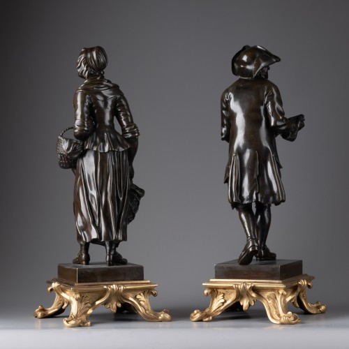 Antiquités - pair of 18th century Bronze figures