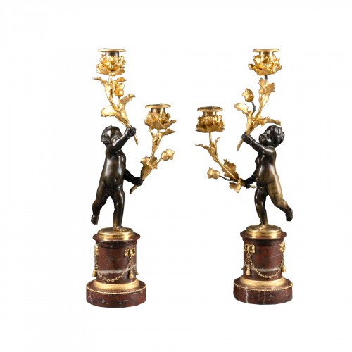Paire de candélabres putti époque Louis XVI