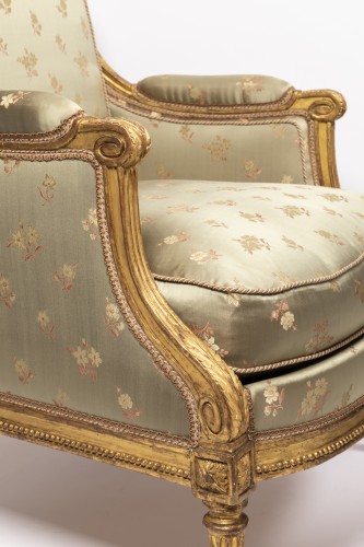 Antiquités - Paire de bergères époque Louis XVI estampillées SENE