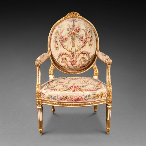 Suite de quatre fauteuils époque Louis XVI estampillés de DELAISEMENT - Sièges Style Louis XVI