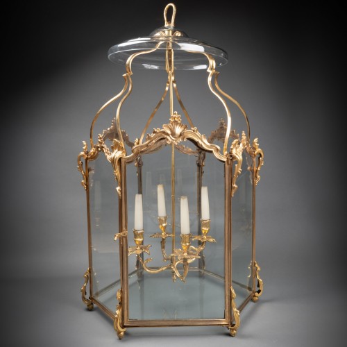 Antiquités - Lanterne à quatre lumières d'époque Louis XV milieu du XVIIIe siècle