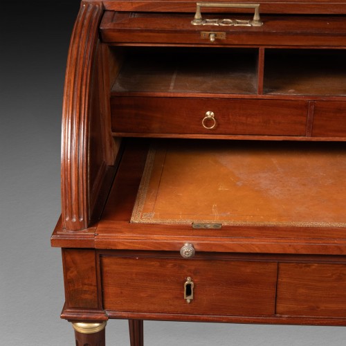 Furniture  - A Louis XVI Mahogany cylinder desk stamped J.F LELEU