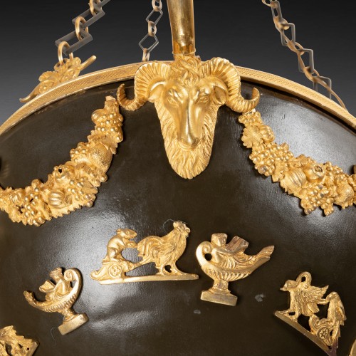 Luminaires Lustre - Lustre en bronze patiné et doré époque Empire circa 1800