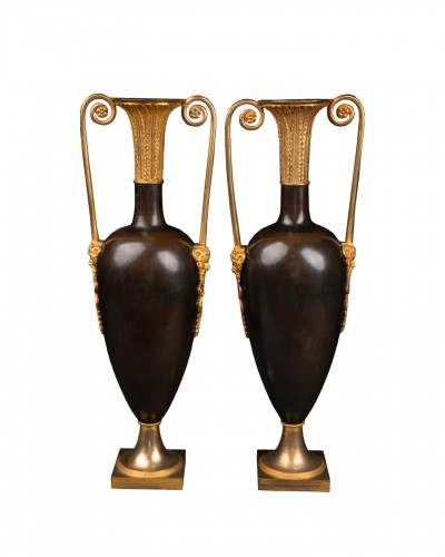 Bronze amphoras pair Empire circa 1800