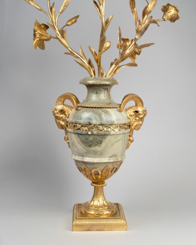 18th century - Three lights candlesticks pair circa 1800