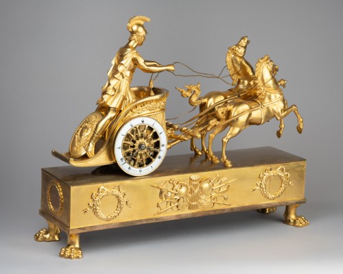 Antiquités - Pendule au bige époque Empire début XIX ème siècle