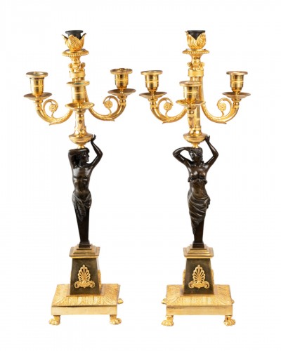 Four lights candlesticks pair Consulat period circa 1800
