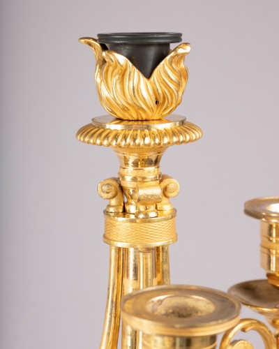 Four lights candlesticks pair Consulat period circa 1800 - 