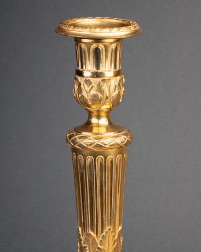 Gilded bronze candlesticks pair Louis XVI period - 