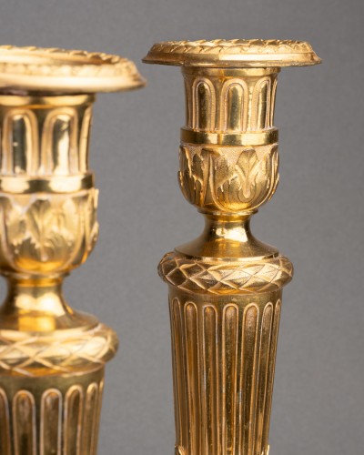 18th century - Gilded bronze candlesticks pair Louis XVI period