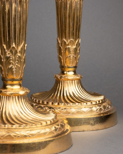 Gilded bronze candlesticks pair Louis XVI period - Louis XVI