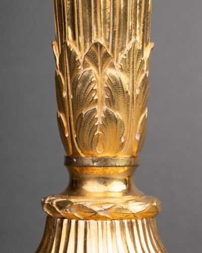 Antiquités - Gilded bronze candlesticks pair Louis XVI period