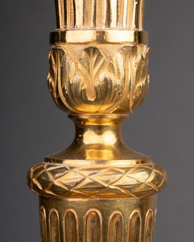 Antiquités - Gilded bronze candlesticks pair Louis XVI period