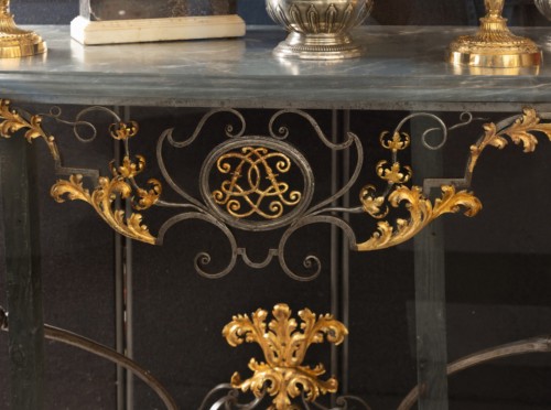Big two feet wrought iron console Régence period early 18th century - 