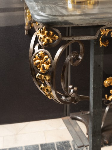 18th century - Big two feet wrought iron console Régence period early 18th century
