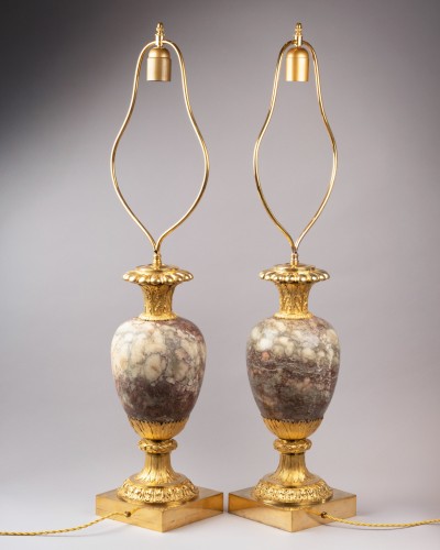 Marble vases pair late 18 early 19th century - Lighting Style Directoire