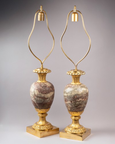 Lighting  - Marble vases pair late 18 early 19th century