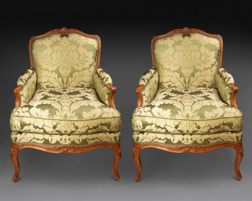 Bergeres pair Louis 15 period stamped Pierre GILLIER - Seating Style Louis XV