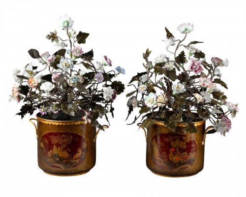 Pair of painted metal cooling bucket mid 18th century