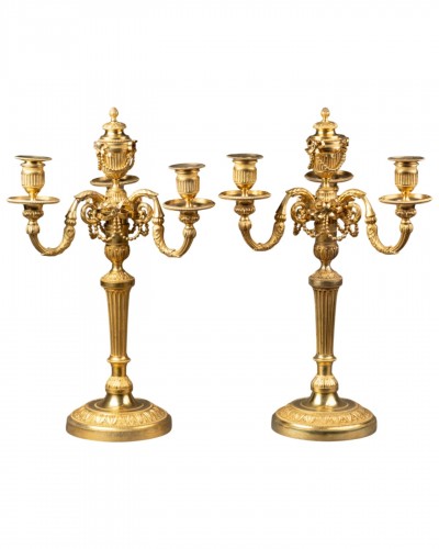 Pair of four-lights candelabras Louis XVI period
