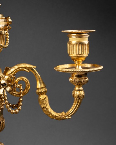 Pair of four-lights candelabras Louis XVI period - Louis XVI