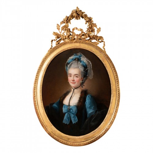 Portrait d'une dame de qualité époque Louis XVI fin du XVIIIe siècle