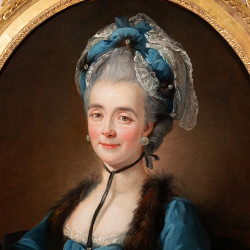 Portrait d'une dame de qualité époque Louis XVI fin du XVIIIe siècle - Tableaux et dessins Style Louis XVI