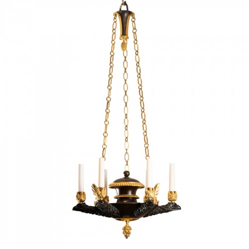 Lustre en bronze patiné et doré époque Néoclassique