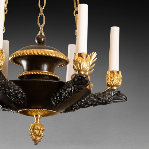 Lighting  - Patinated and gilded bronze chandelier Néoclassical period