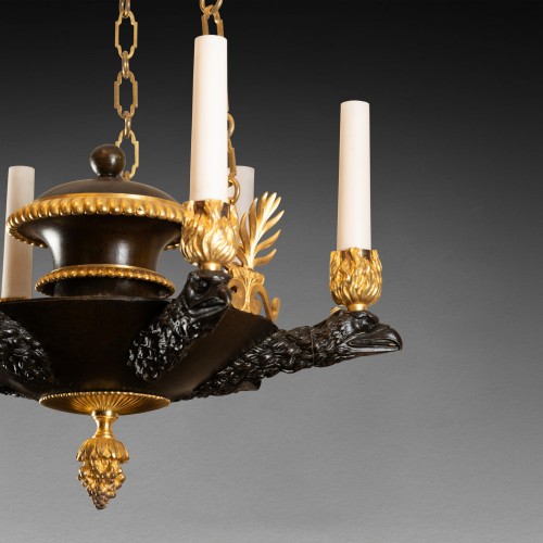 Patinated and gilded bronze chandelier Néoclassical period - 