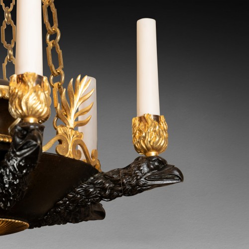 19th century - Patinated and gilded bronze chandelier Néoclassical period