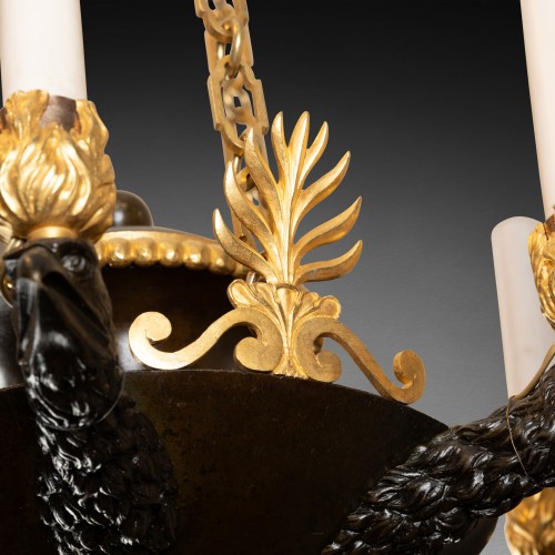 Empire - Patinated and gilded bronze chandelier Néoclassical period