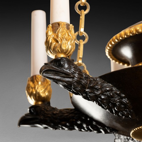 Antiquités - Patinated and gilded bronze chandelier Néoclassical period