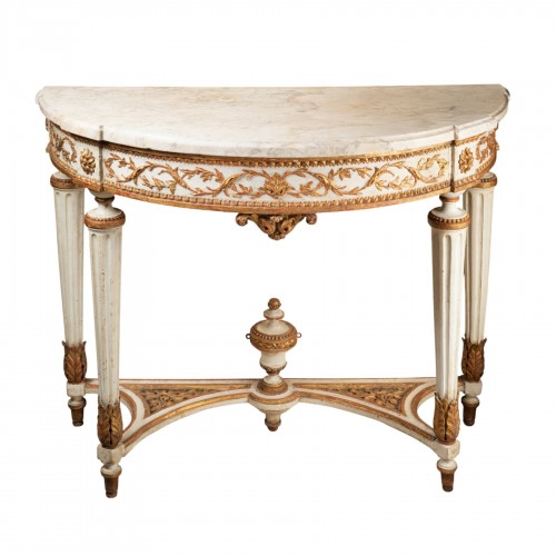 Painted wood console table Louis XVI period late 18th century