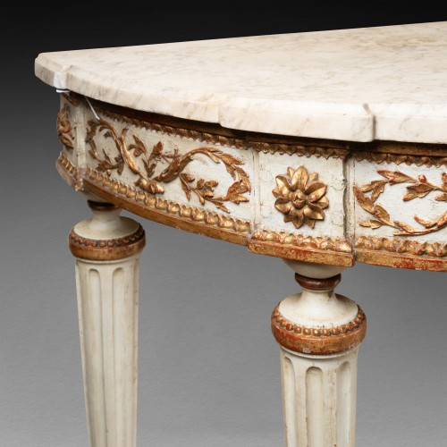 Furniture  - Painted wood console table Louis XVI period late 18th century
