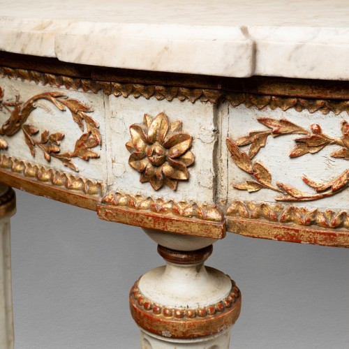 Painted wood console table Louis XVI period late 18th century - 