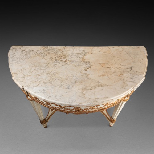 Antiquités - Painted wood console table Louis XVI period late 18th century