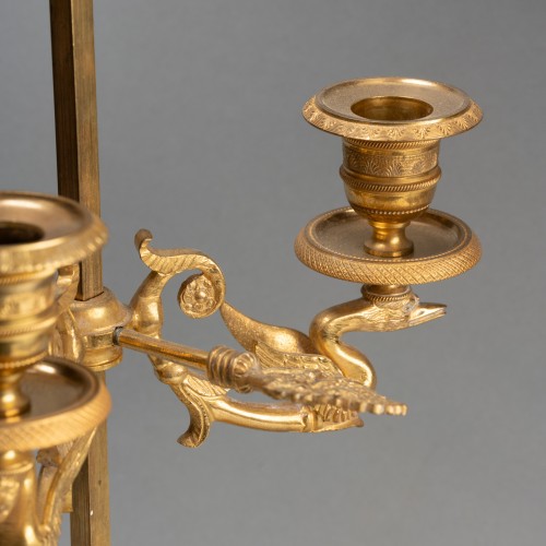 Empire - Three lights "bouillotte lamp" Empire period early 19th century