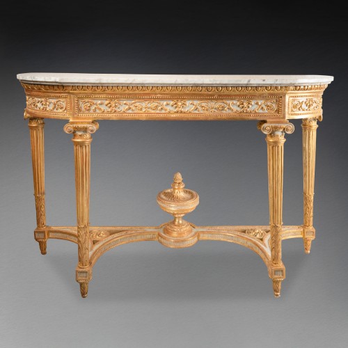 Console en bois peint et doré époque Louis XVI deuxième moitié XVIIIe siècle - Mobilier Style Louis XVI