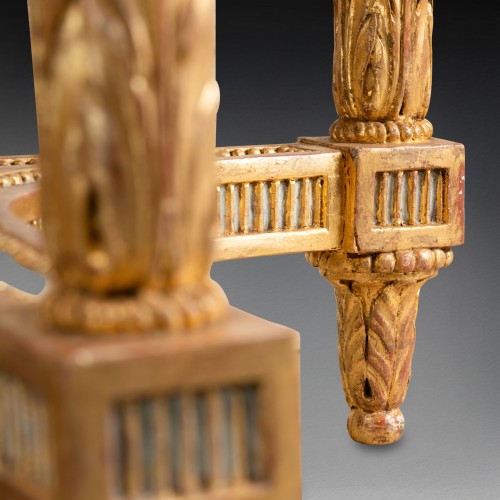 Antiquités - Console en bois peint et doré époque Louis XVI deuxième moitié XVIIIe siècle
