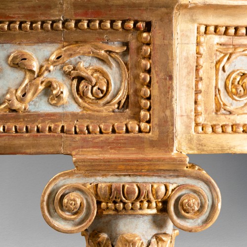 Antiquités - Console en bois peint et doré époque Louis XVI deuxième moitié XVIIIe siècle